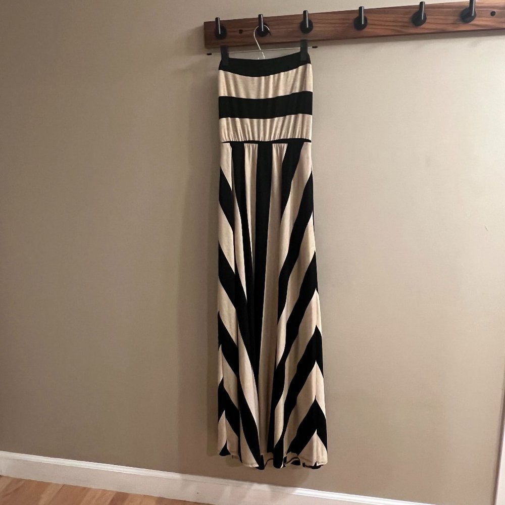Women's Black & tan strapless beach Maxi Dress, brand new with tags, size Large